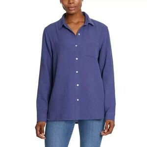 Jessica Simpson Ladies Gauze Button Front Shirt in Blue Color Size L